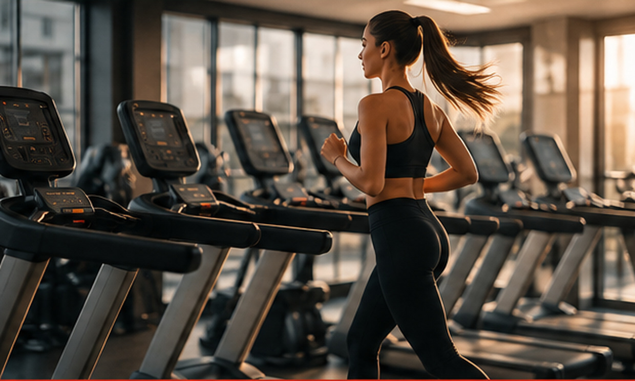 Alergare pe bandă într-o sală modernă de fitness