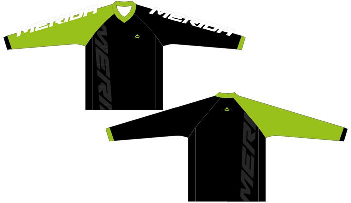 Tricou ciclism Merida Freeride maneci lungi L Verde/Alb/Negru